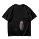 Olive Green T-Shirt With Chibi Bearded Man In Suit Graphic