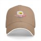 Black Baseball Cap with Smiling Fried Egg and Bacon Print