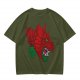 Olive T-Shirt With Fierce Armored Beast Head Graphic