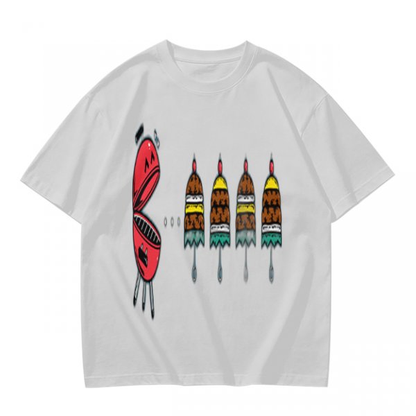 Olive T-Shirt With Cartoon Grill And Skewers Print