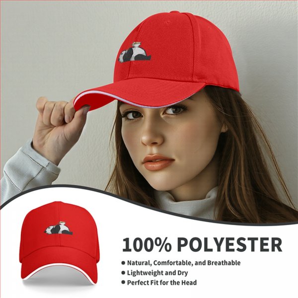 Black Baseball Cap With Lazy Panda Eating Noodle Graphic