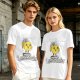 Olive green t-shirt with cheerful lemon mascot graphic and make lemonades text