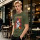 Olive t-shirt with cartoon dog and 'God has allowed me to live another day' print