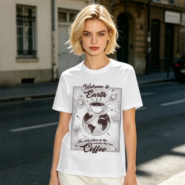 Welcome to Earth Coffee Lover Graphic T-Shirt