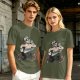 Olive T-Shirt with Cartoon Jason Voorhees Graphic Print