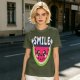 Olive T-Shirt With Cute Watermelon Graphic And Smile Text