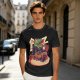 Olive T-Shirt with Cartoon Crocodile Eating Snack Graphic