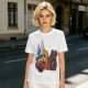 Olive T-Shirt With Cartoon Robot And Winged Vehicle Graphic
