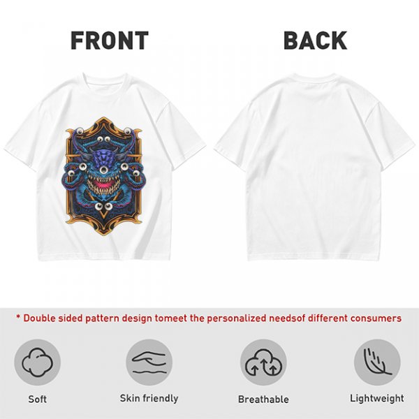Olive T-Shirt With Fantasy Beholder Monster Graphic Print