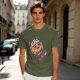 Olive T-Shirt With Scared Viking Cat Graphic Print