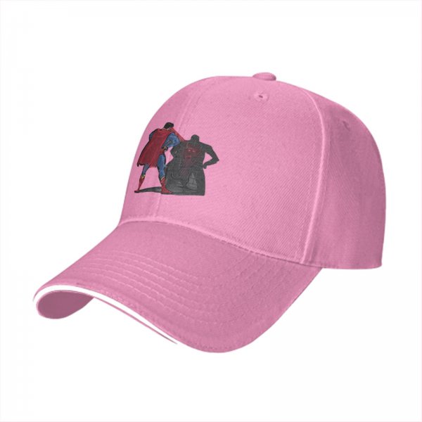 Black baseball cap with Superman and Batman shadow graphic