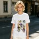 Olive T-Shirt With Playful Space Cats Graphic Print