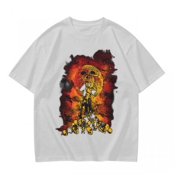 Olive T-Shirt With Fiery Skull Warrior Graphic Print