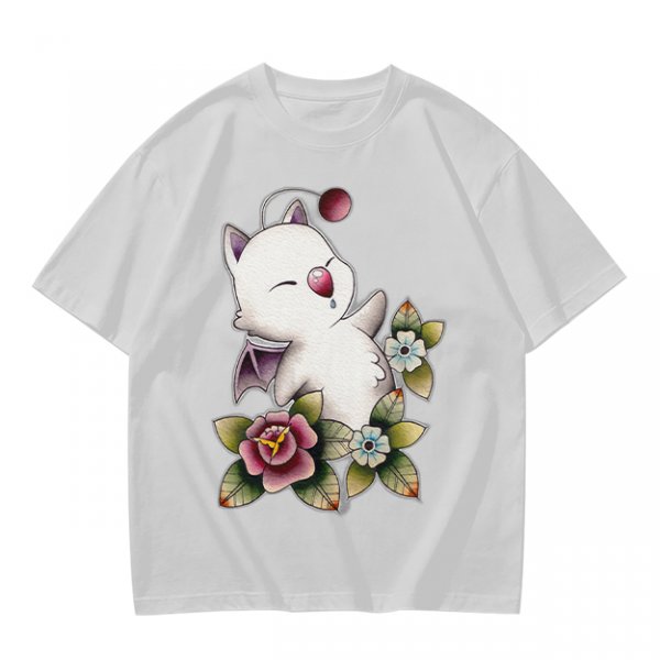 Olive T-Shirt Featuring Cute Fantasy Creature and Floral Art