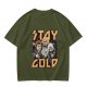 Olive Graphic T-Shirt with Stay Gold Rock Band Artwork