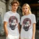 Olive t-shirt with retro cartoon raccoon and dog trash can print