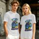 Olive T-shirt with Galactic Gunshow Skeleton Graphic Print
