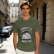 Olive t-shirt with exhausted unicorn hippo graphic and funny text