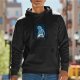 Black Hoodie with Mystical Forest Spirit and Wolf Graphic Print