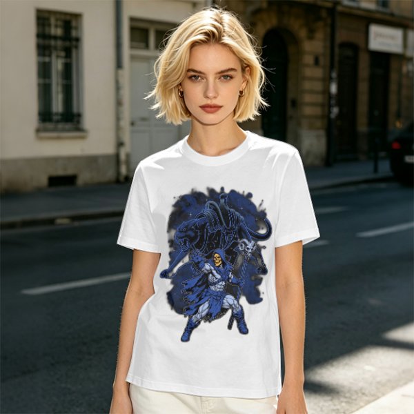 Olive T-Shirt with Skeletor Dark Fantasy Graphic Print