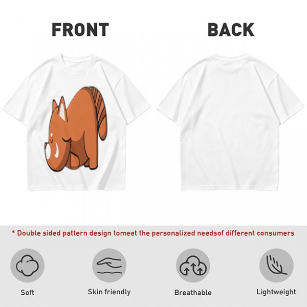 Olive Green T-Shirt With Cute Sleeping Red Panda Graphic