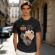 Oversized olive t-shirt with raccoon drinking beer graphic