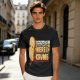 Olive graphic tee with playful bread character and 'Ready or Not Here I Crumb' text
