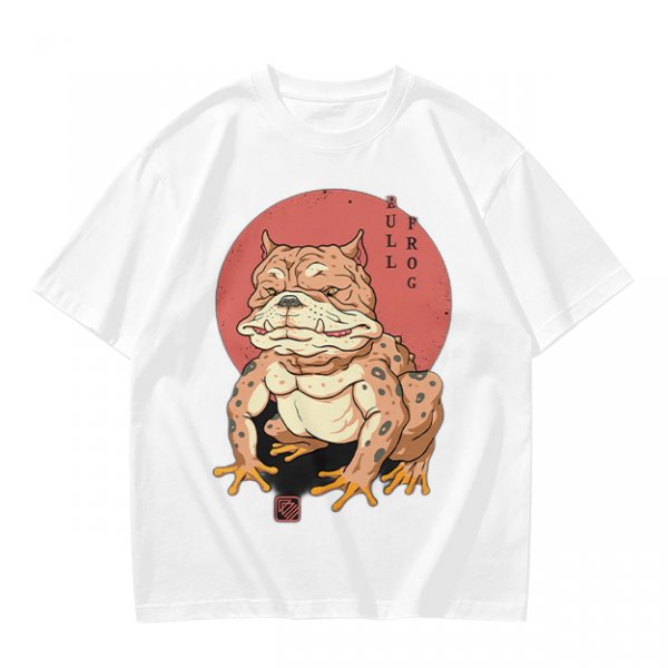 Olive Green T-Shirt With Bulldog Frog Hybrid Graphic Print