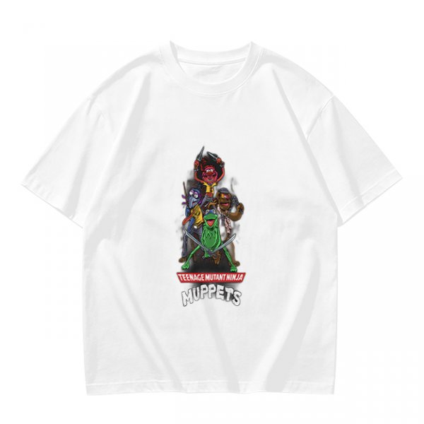 Olive T-Shirt with Teenage Mutant Ninja Muppets Graphic Print