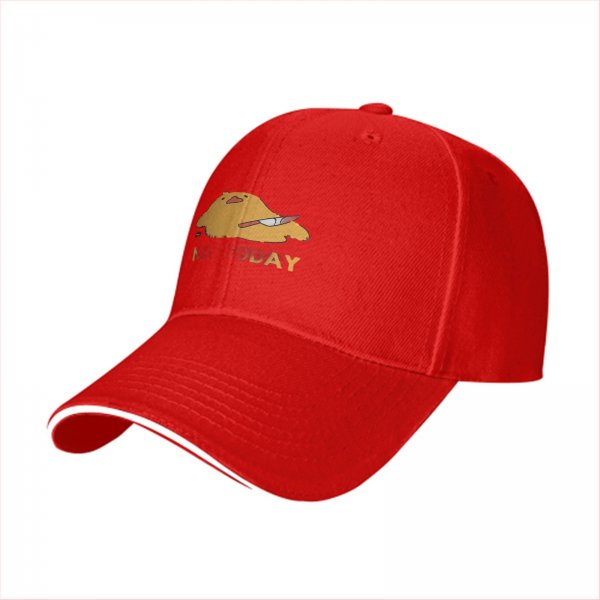 Black baseball cap with angry chick holding knife and NOT TODAY text