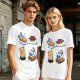 Olive T-shirt with cute cat sushi illustrations