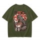 Olive T-shirt with Godzilla eating ramen graphic