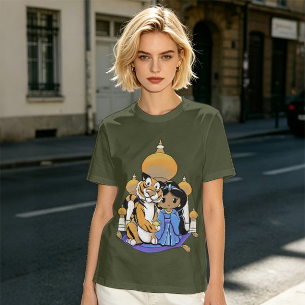 Disney Aladdin Princess Jasmine and Rajah Tiger Graphic T-Shirt