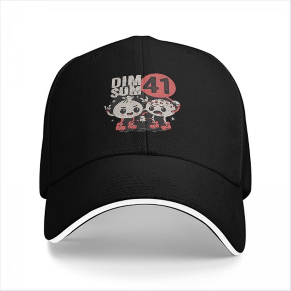 Black baseball cap with Dim Sum 41 cartoon dumpling characters