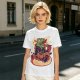 Olive T-Shirt with Cartoon Crocodile Eating Snack Graphic