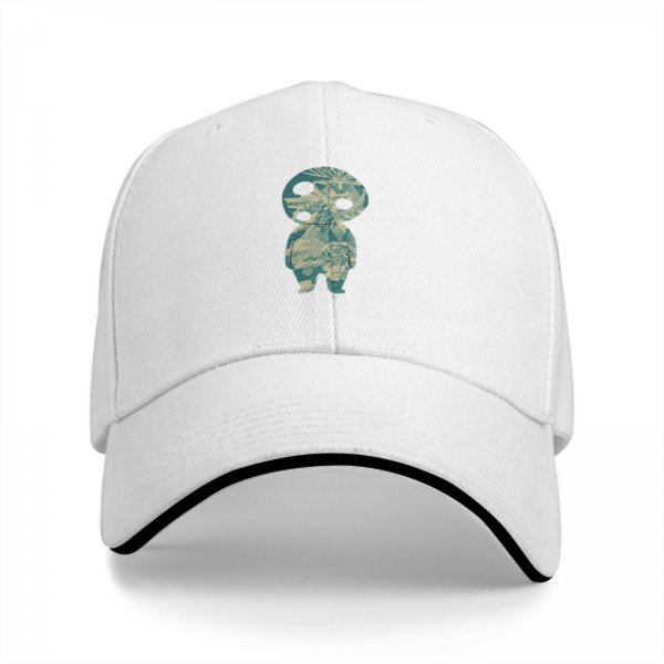 Black Baseball Cap With Kodama Forest Spirit Graphic Print