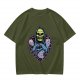 Olive T-Shirt With Grim Reaper Skull And Chain Heart Graphic