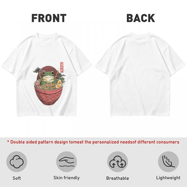 Olive T-Shirt With Frog In Ramen Bowl Japanese Art Print