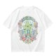 Olive Green Graphic T-Shirt With Whimsical Plant Creature And Floral Print