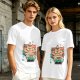 Olive green t-shirt with cute shiba inu ice cream graphic