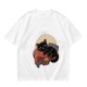 Olive T-Shirt with Relaxed Black Cat Gaming Snack Print