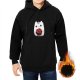 Black Hoodie With Cute Cat Holding D20 Dice Print