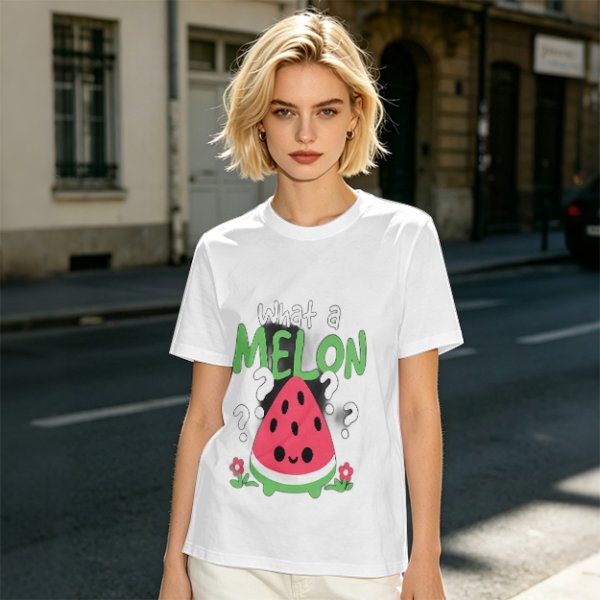 Olive T-Shirt With Cute Watermelon 'What A Melon' Graphic Design