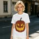 Olive Green T-Shirt With Scary Jack O' Lantern Pumpkin Print
