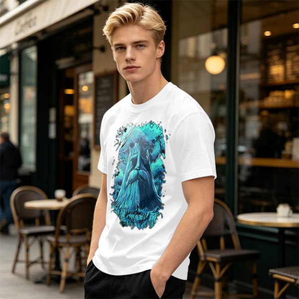 Olive Green T-Shirt With Mystical Ancient Tree Face Print