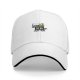 Black baseball cap with cute mushroom and yellow flowers graphic