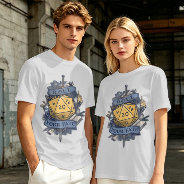 Roll Your Fate D20 Dice Graphic T-Shirt For Tabletop RPG Fans
