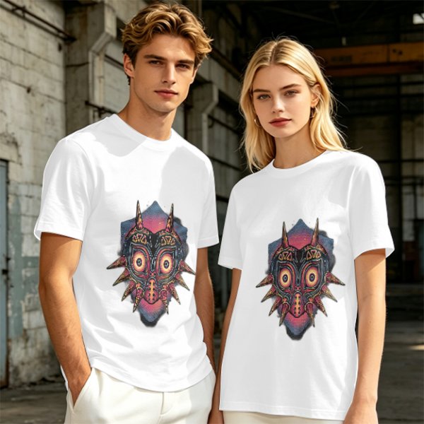 Olive Green T-Shirt With Majora's Mask Graphic Print