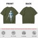 Olive T-shirt with Walking Swordsman Graphic Print