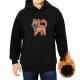 Black Hoodie With Cute Orange Tabby Cat Holding Blue Ball Artwork